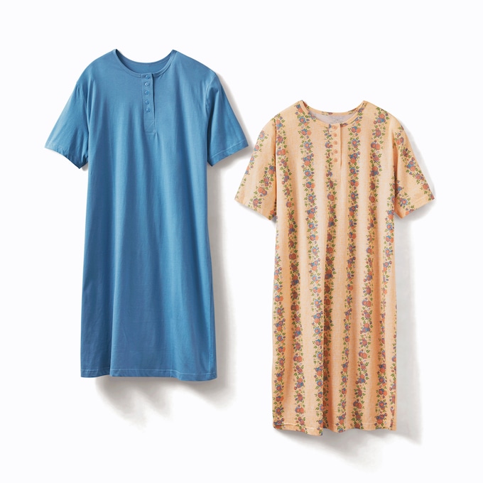 2-Pack Comfort Henley Nightshirt, , large