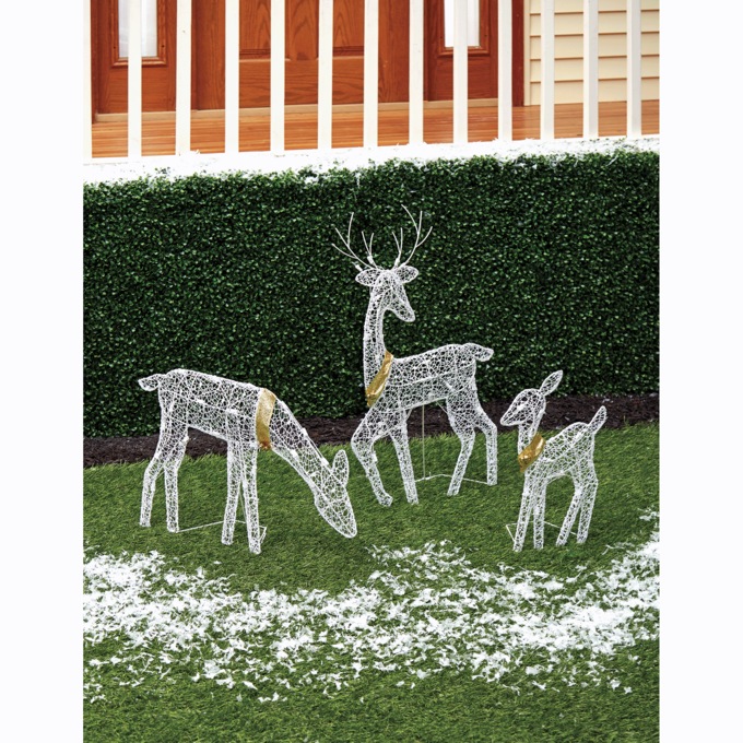Set of 3 Lighted Deer, , large