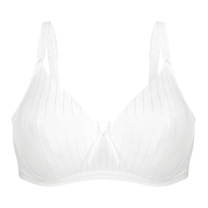 Bestform® Striped Wireless Cotton Bra, White, large