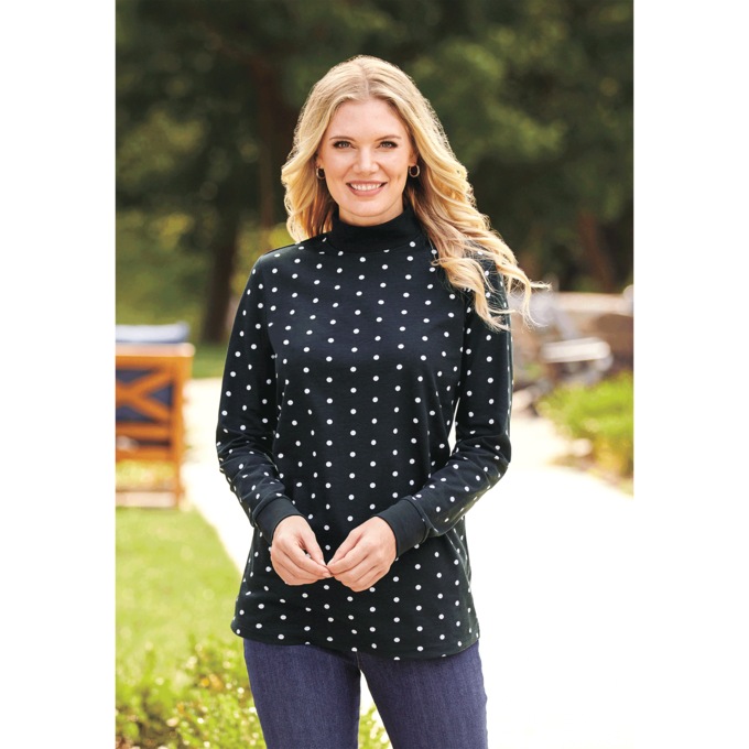 Long-Sleeve Mock Neck Tops, , large