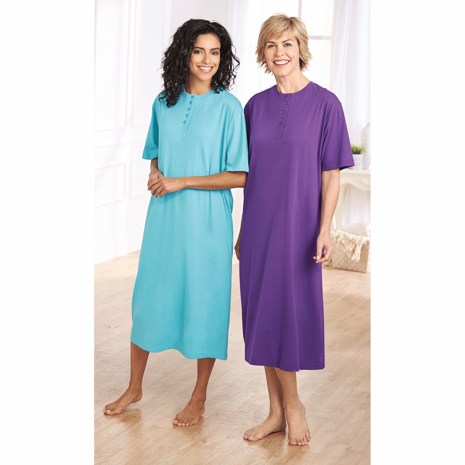 2Pack Comfort Henley Nightshirt Healthy Living