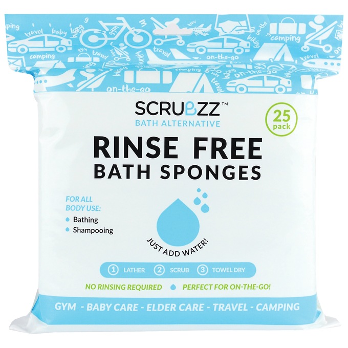 Scrubzz 25-Count Rinse-Free Bath Sponge, , large
