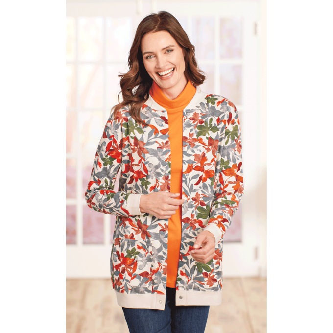 Snap-Front Cotton-Blend Women's Cardigan, , large
