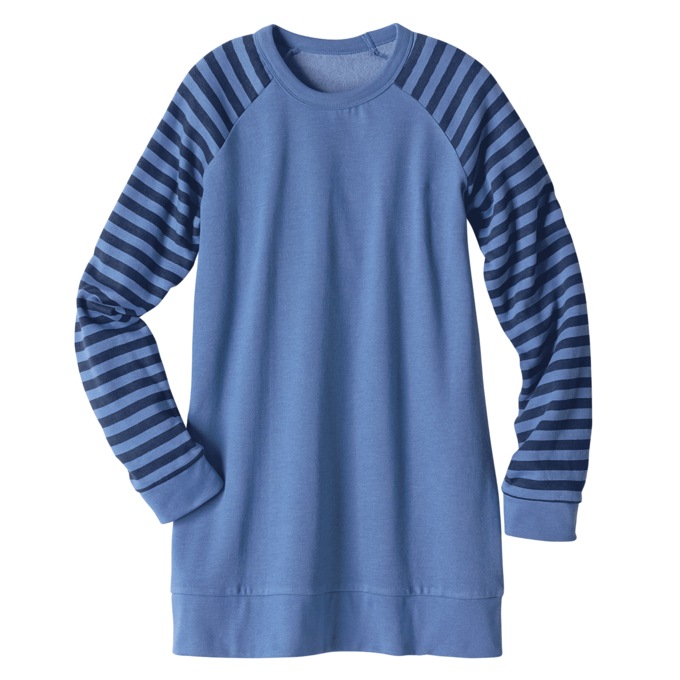 Fleece Sweatshirt with Striped Sleeves, , large