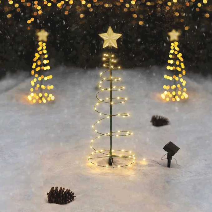 Solar LED Spiral Christmas Tree Stake, , large