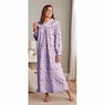 Flannel Cotton Nightgown with Lace Trim, , large