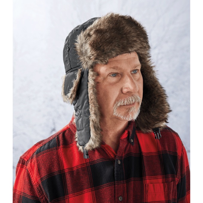 Men's Aviator Hat, Black, large