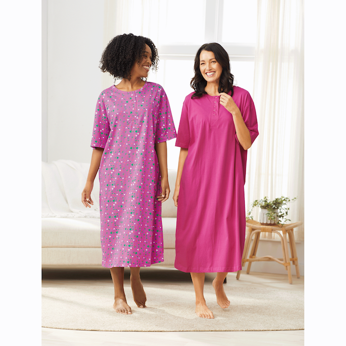 2-Pack Comfort Henley Nightshirt, , large