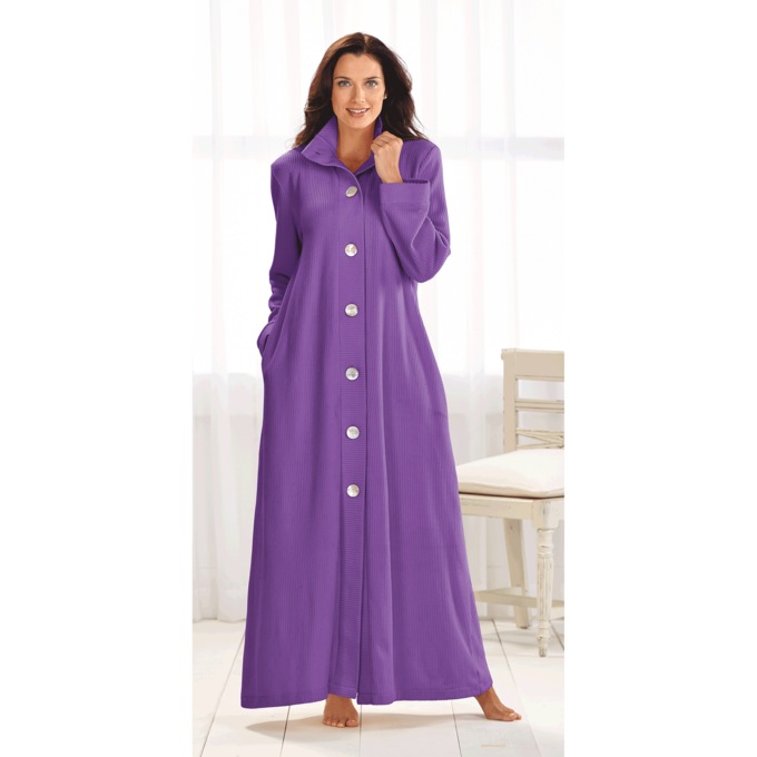 Ribbed Fleece Robe, , large