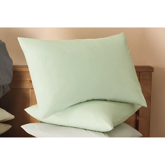 Recycled Percale Pillowcase Set, Malachite, large