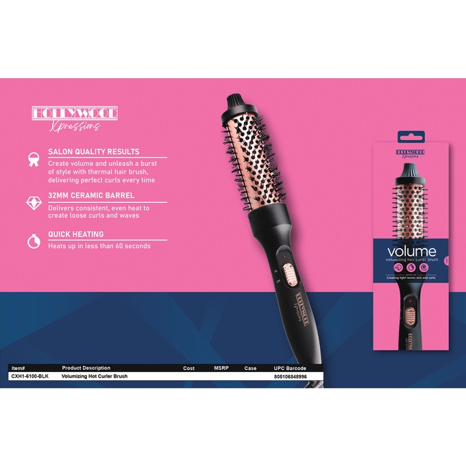 Volumizing Hot Curler Brush, Black, large