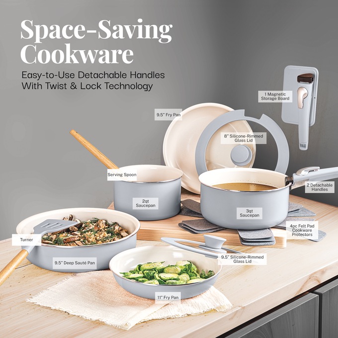 Gotham Steel 18-piece Detachable Cookware Set, , large