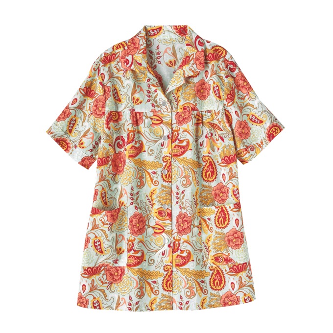 Smock Top, Blue Orange Floral, large