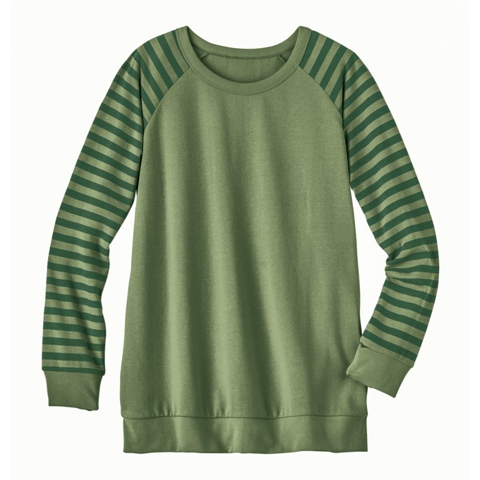 Fleece Sweatshirt with Striped Sleeves, , large