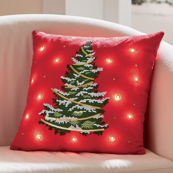 LED Christmas Tree Pillow, , large
