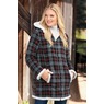 Women's Microfleece Zip-Front Coat with Faux-Sherpa Lining and Hood, , large