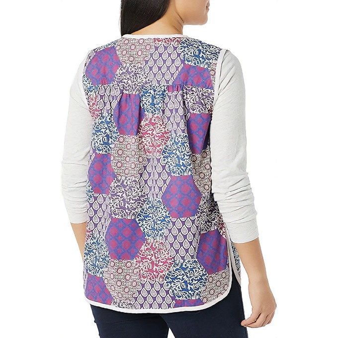 Easy-Care Button-Front Cobbler Apron, Multi Patches, large