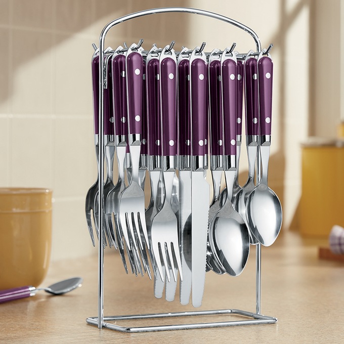 20-piece Hanging Flatware Set, Purple, large