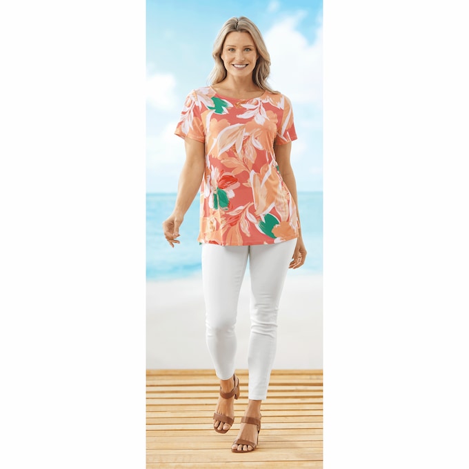 Basic  Floral Top, , large