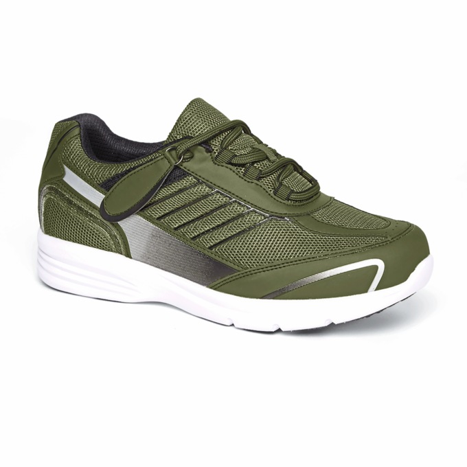 Men's Diabetic Sneakers, Green Black, large