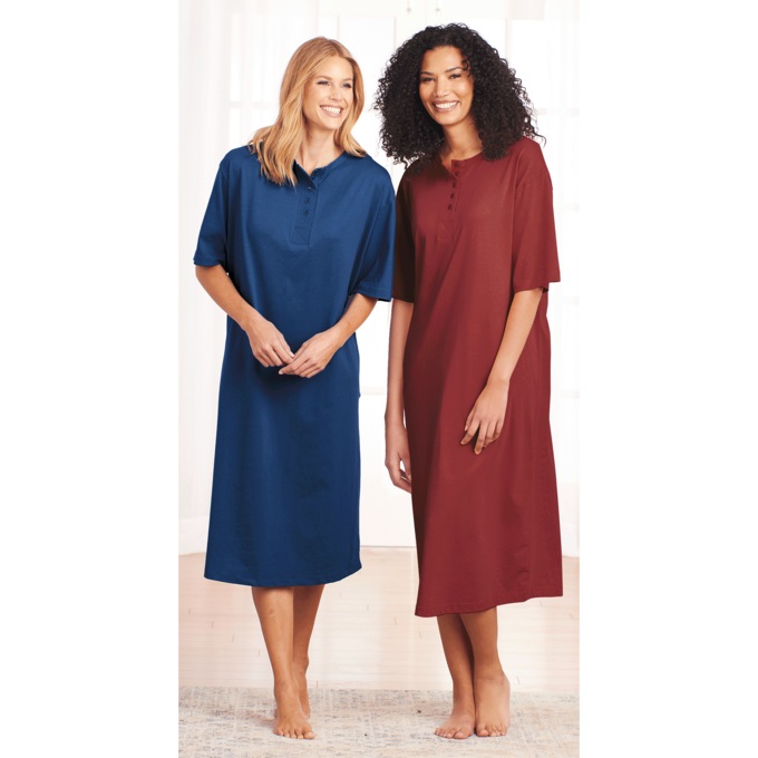 2-Pack Comfort Henley Nightshirt, , large