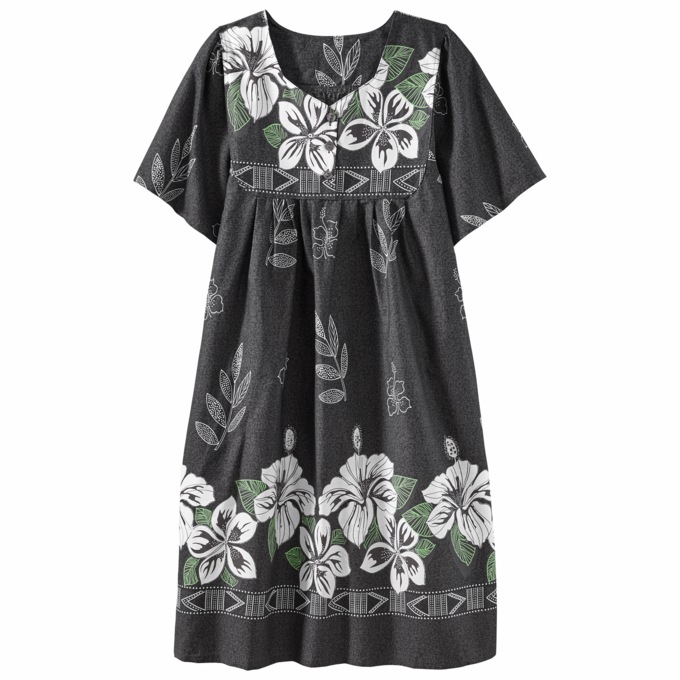Border Print Patio Dress, Midnight Bold Floral, large
