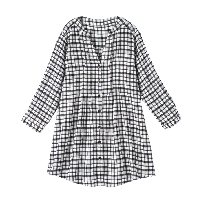 Pintuck Flannel Shirt, , large