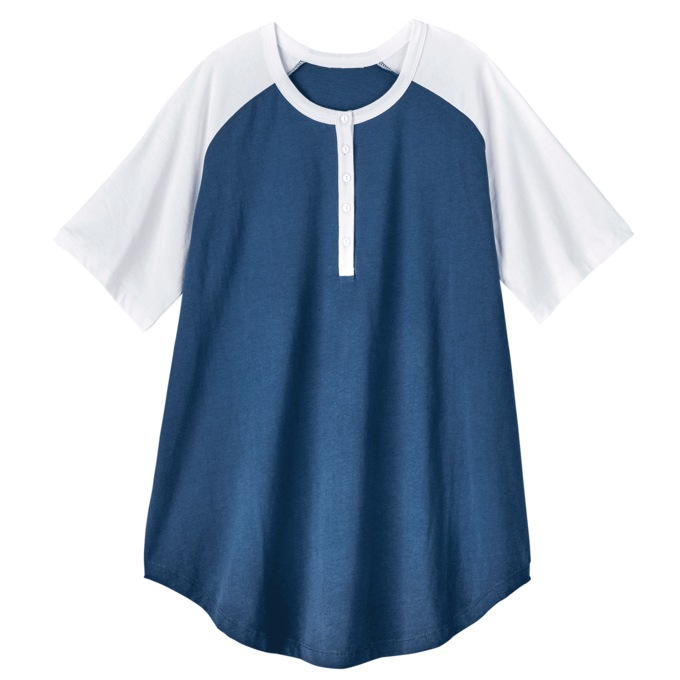 Short-Sleeve Henley Baseball Tunic, , large