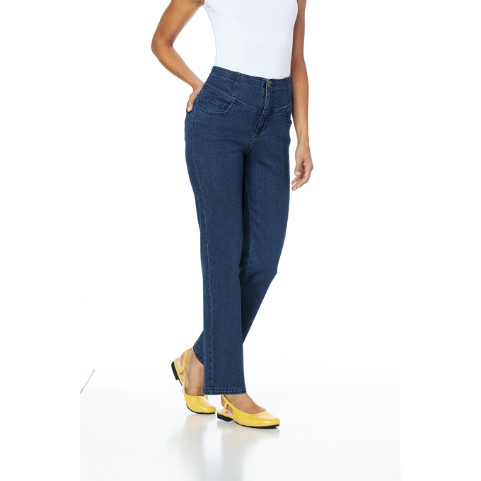 Denim V-Yoke Jeans, Dark Denim, large