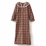 Flannel Cotton Nightgown with Lace Trim, , large