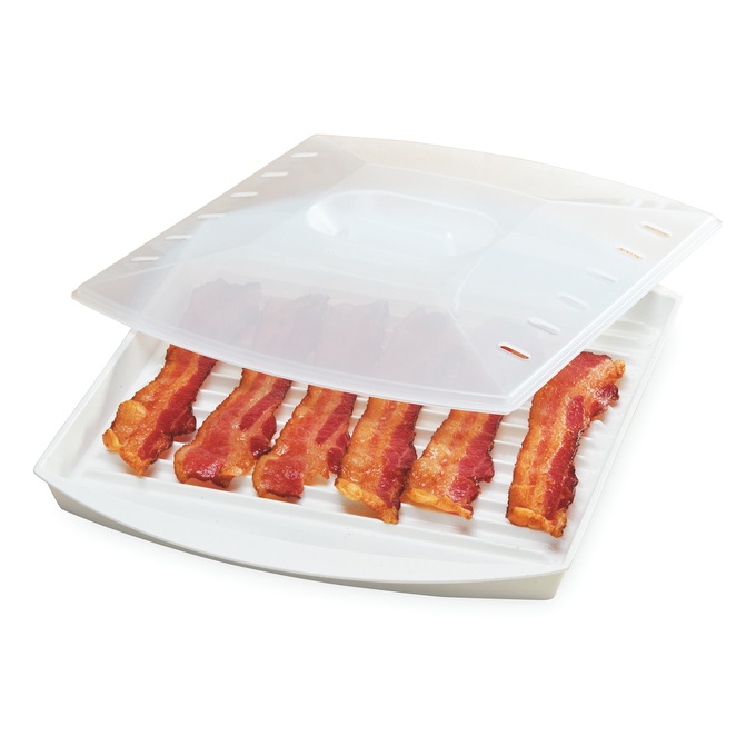Progressive Microwave Bacon Grill with Cover and Fat-Draining Design, , large