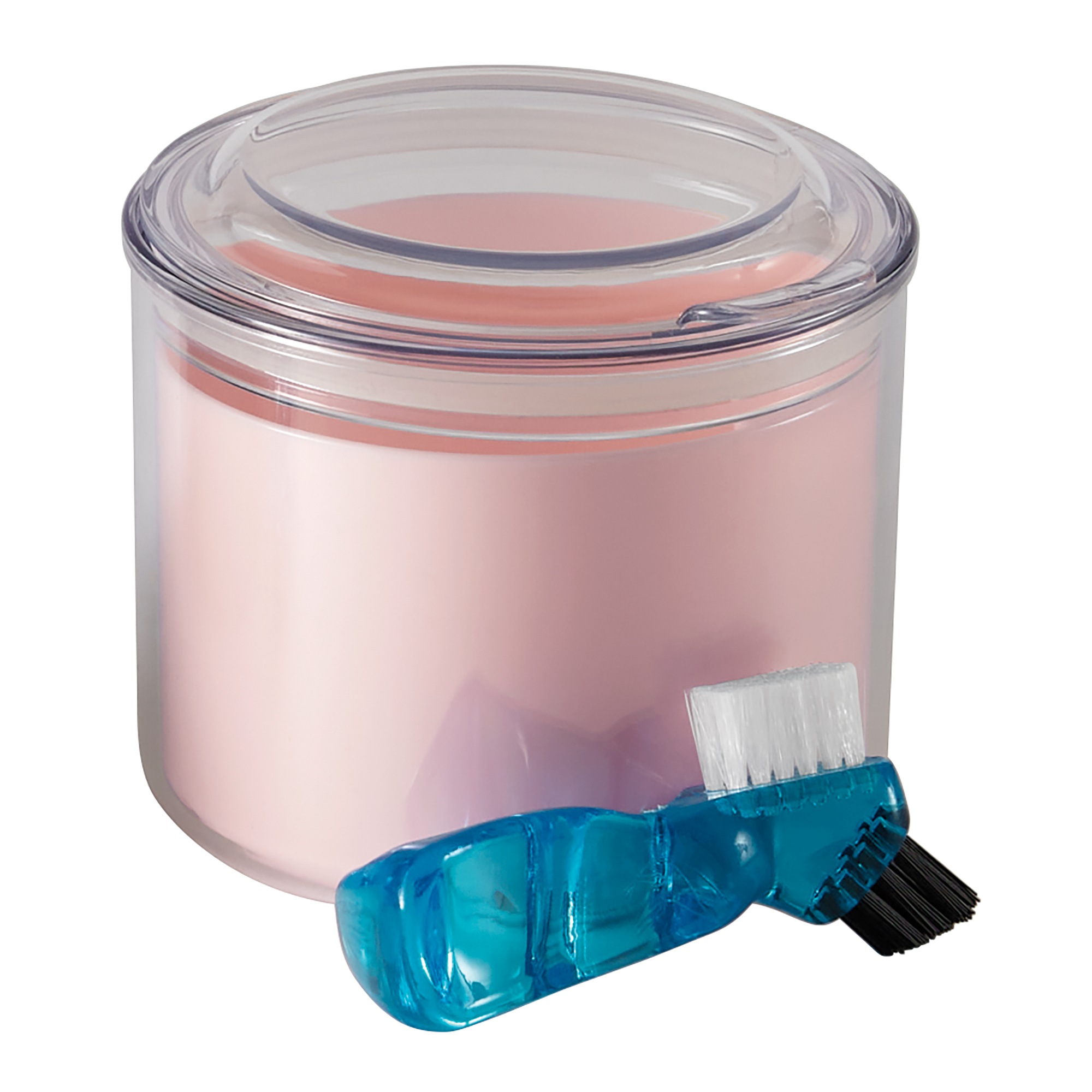 Denture Case with Brush, Pink, large