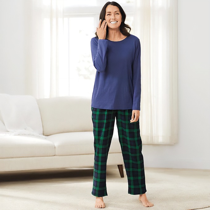 Women's Plaid Flannel PJ Set, , large