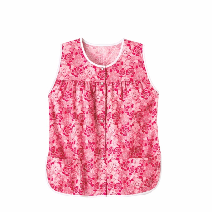 Easy-Care Button-Front Cobbler Apron, Raspberry, large