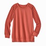 Fleece Sweatshirt with Striped Sleeves, , large