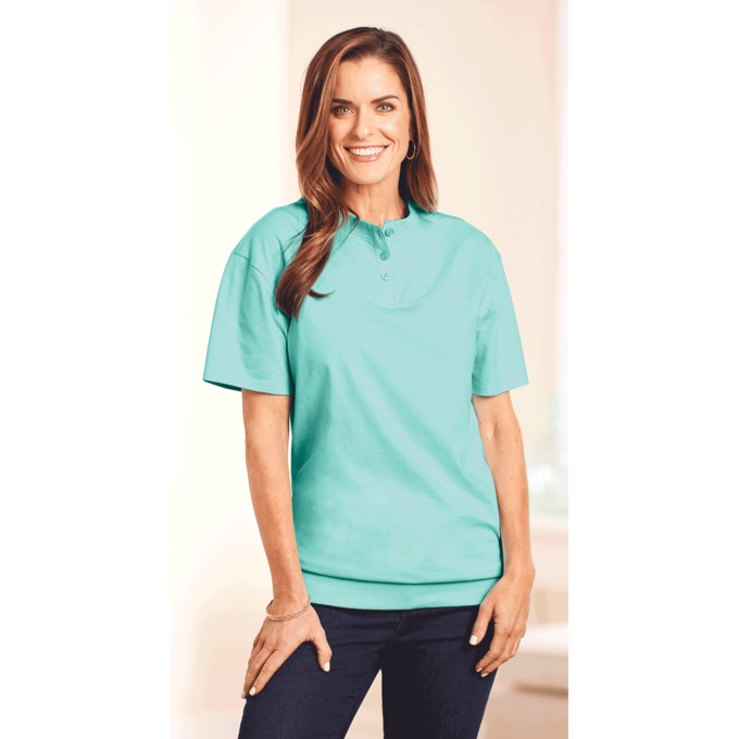 Banded Bottom Henley, , large