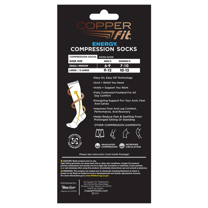 Copper Fit Unisex Energy Compression Socks, , large