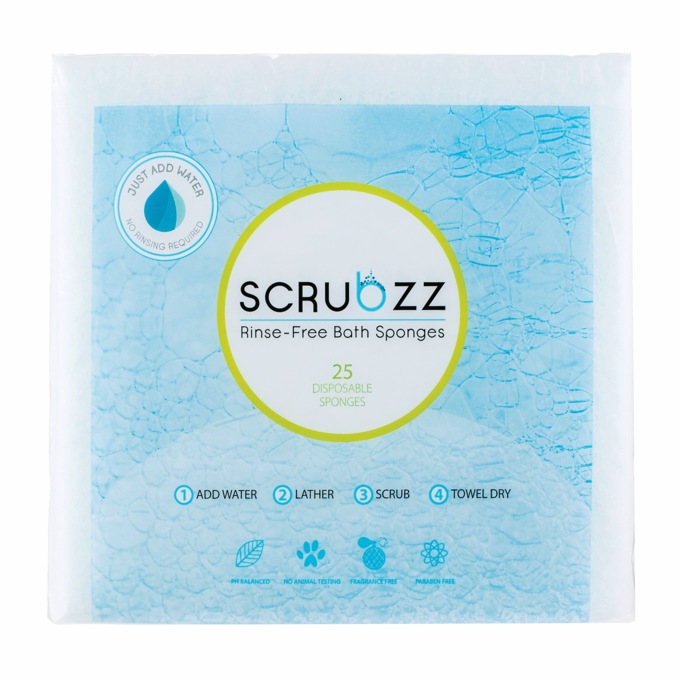 Scrubzz 25-Count Rinse-Free Bath Sponge, , large