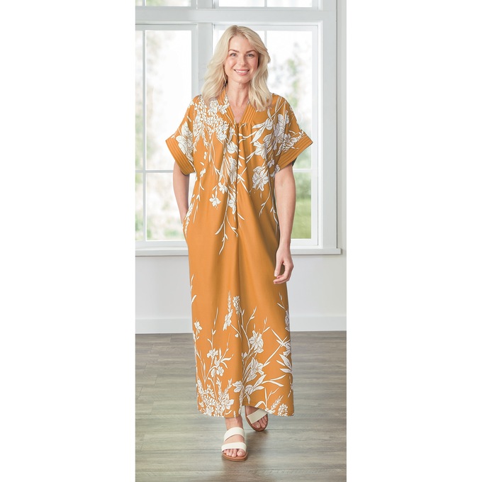 Trapunto Trim Caftan, , large
