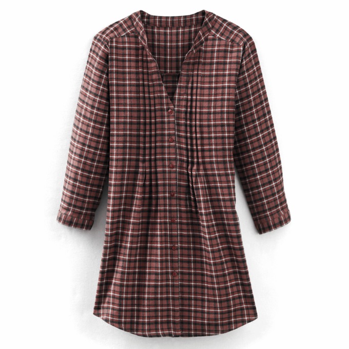 Pintuck Flannel Shirt, , large