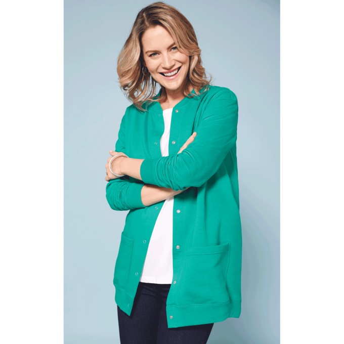 Snap-Front Cotton-Blend Women's Cardigan, , large