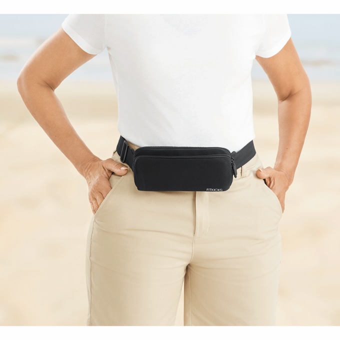 FitKicks&reg; FitZip&reg; Belt Bag, Black, large