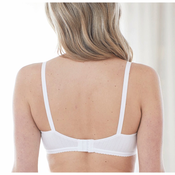 Bestform® Striped Wireless Cotton Bra, White, large
