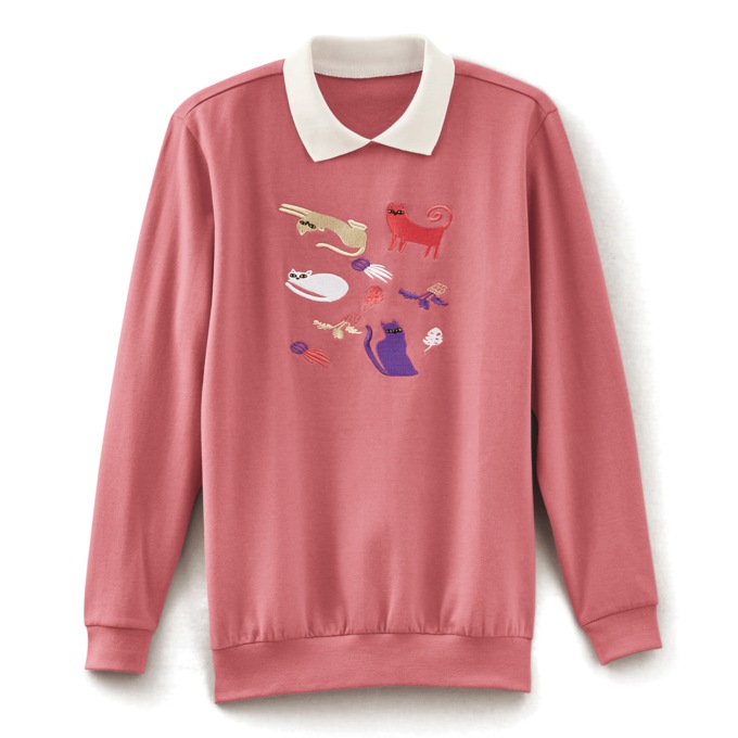 Embroidered Fleece Top, , large