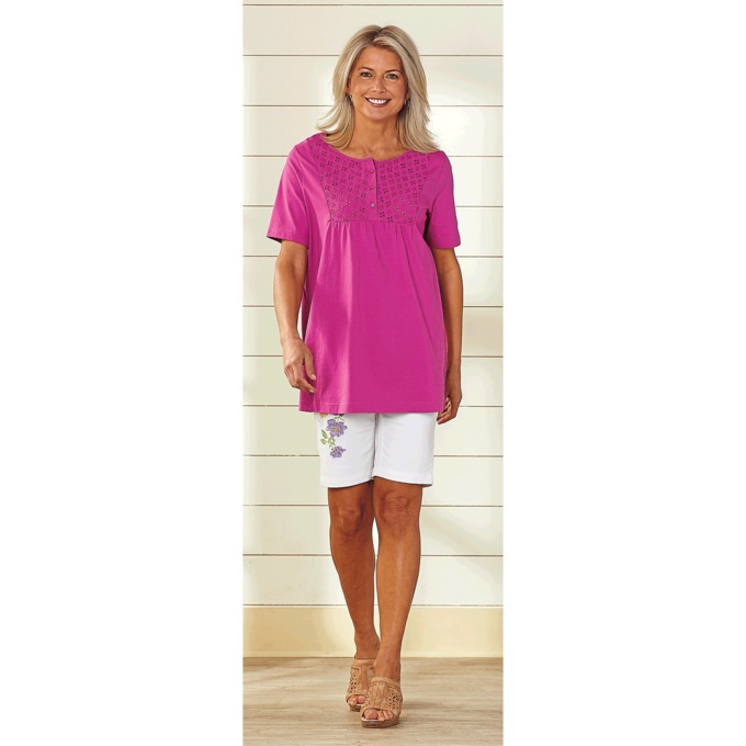 Eyelet Yoke Tunic, Purple Orchid, large