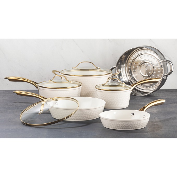 Gotham Steel Hammered Ceramic 10-piece Cookware Set, , large