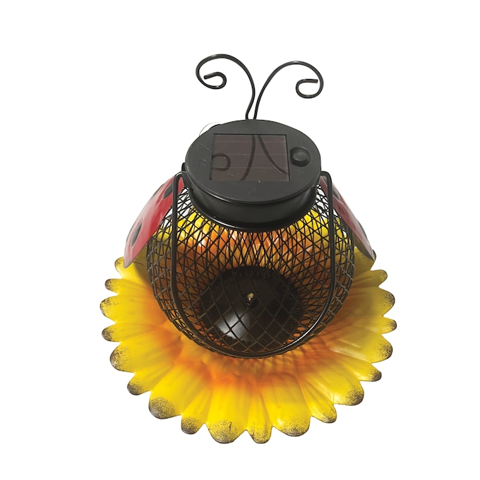 Solar Light Bird Feeder, Red, large