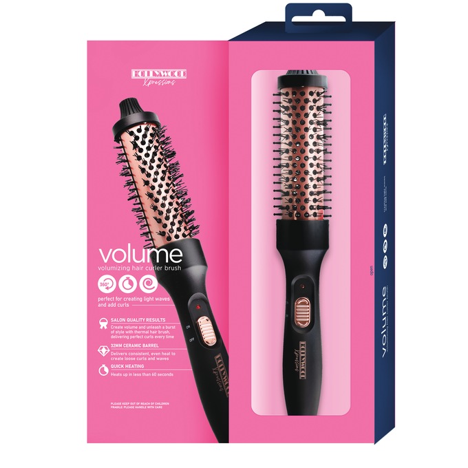 Volumizing Hot Curler Brush, Black, large