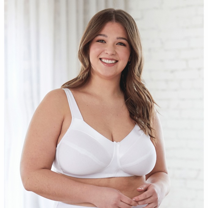 Bestform® Striped Wireless Cotton Bra, White, large