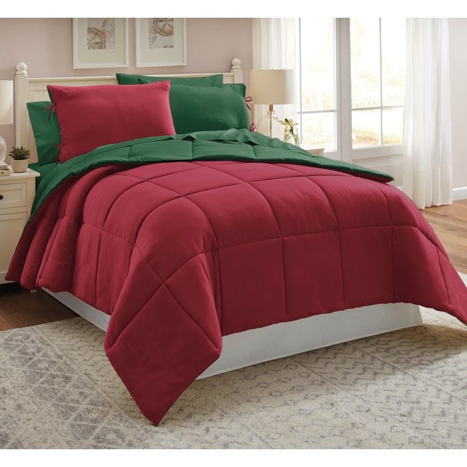 Color Connection Reversible Solid Down-Alternative Comforter Set, , large
